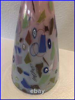 Richard Marquis Noble Effort Hand Blown Murrine Art Glass Vase 9 1/4 Signed