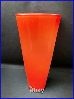 Richard Morrell Australian Glass Large Tangerine Orange Vase Signed With Label