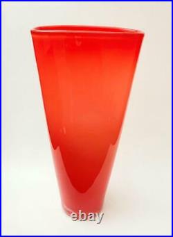 Richard Morrell Australian Glass Large Tangerine Orange Vase Signed With Label