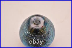 Richard Satava Art Glass Iridescent Pulled Feather Threaded VASE 1981 4.25 Tall