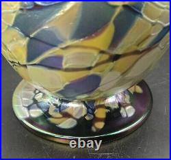 Rick Hunter Signed Art Glass Purple Amethyst Multi Color Iridescent Vase