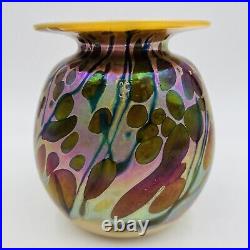 Rick Hunter Studio Art Glass Vase Abstract Design Iridescent Color Signed 2004