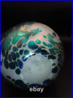 Robert Eickhold 2010 Signed 6 1/4 Mottled And Swirling Iridescent Glass Vase