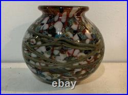 Robert Eickholt 2003 Signed Art Glass Multicolor Hand Blown Glass Vase