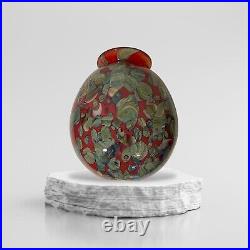 Robert Eickholt Art Glass Vase Hand Blown Agate Pattern Signed Eickholt VSTAG 99