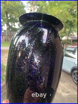 Robert Eickholt Art Glass Vase Iridescent Swirls Luster Signed 1994 Multicolor