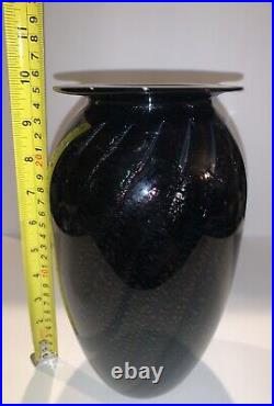 Robert Eickholt Art Glass Vase Iridescent Swirls Luster Signed 1994 Multicolor