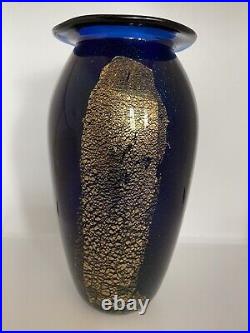 Robert Eickholt Blue Reptile Dichroic Glass Vase-Signed 1994 -3.5 X 7.5