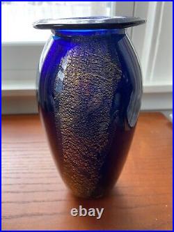 Robert Eickholt Blue Reptile Dichroic Glass Vase-Signed 1994 -3.5 X 7.5