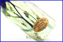 Robert Held 8 Studio Art Glass BLUE Impressionist Monet Slender BUD Vase Signed