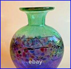 Robert Held Hand Blown Iridescent Art Glass Vase Signed 6 1/4