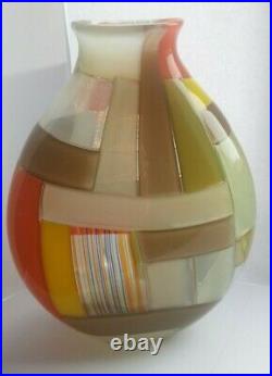 Robin MIX Studio Art Glass Signed Patchwork Vessel Rare