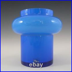 SIGNED Alsterfors/Per Strom Blue Hooped Cased Glass Vase