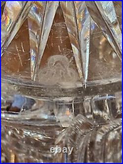 SIGNED Large RARE Hawkes Lorraine Pattern ABP Cut Glass Vase Corseted Tulip Form