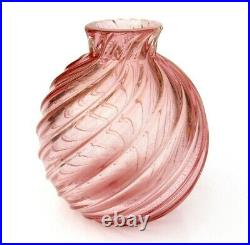 SIGNED RARE! Murano Archimede Seguso Art Glass Pink Gold Organic Lobe Vase