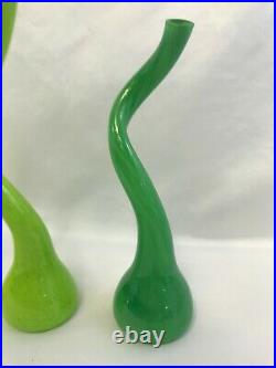 Scott & Cindy O'Dell Modernist Crooked Art Glass Vase TRio SIGNED DATED 95 1995