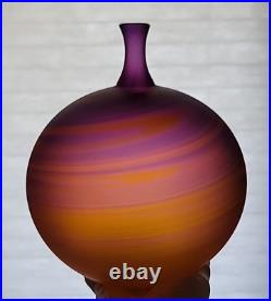 Scott Gamble Studio Art Glass Purple Pink& Orange Swirl Vase Signed & Dated 2014