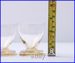 Set of 4 Vintage Daum Crystal Art Deco Cocktail Glasses Square Base Signed