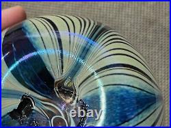 Sherburne Slack Signed Art Glass Pulled Feather Design Vase