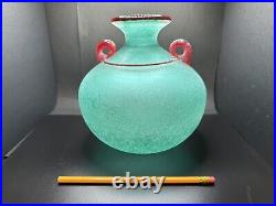 Signed 1980s Franco Moretti Scavo Italian Art Glass Bulbous Postmodern Urn Vase