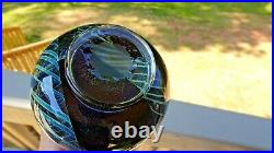 Signed 1981 Henry Summa Studio Art Glass Dichroic & Ribbon Footed Vase