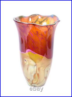 Signed 1998 Tim Chilina Studio Art Glass Vase Marbled Colors
