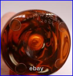 Signed 2006 Joseph Becker Studio Art Glass Modernist Cut Glass Vase