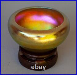 Signed Art Glass Steuben Gold Aurene Glass Iridescent Bowl