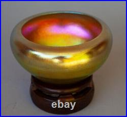 Signed Art Glass Steuben Gold Aurene Glass Iridescent Bowl