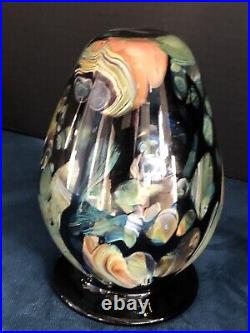 Signed Art Glass Vase Distinctive Abstract Multi Color Design