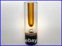 Signed Beranek Princ Glass Vase 11.4 Czech Blown Glass controlled bubbles Vase