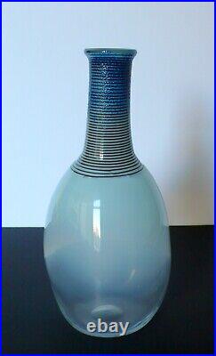 Signed Bert Vallien for Kosta Boda Art Glass Opalescent Vase Bottle # 40133