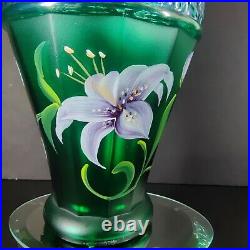 Signed By Bill Fentonvtg Fenton Emerald Green Iridescentshowcase Series Vase