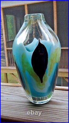 Signed Charles CORRELL STUDIO Art Glass Cased Multi Layer VASE 1981 7.5 Tall