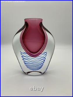 Signed De Majo Sculpted Murano Glass Vase, Italy 1985