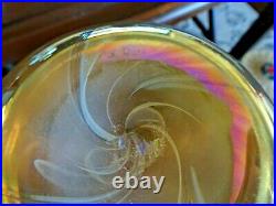 Signed Durand Iridescent Glass Pulled Feather VASE Aurene