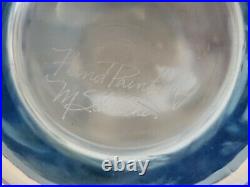Signed Fenton Misty Blue Glass Vase Atlantis Fish Opalescent Iridescent Verlys