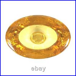 Signed Fire & Light Citrus Recycled Glass Oval Wide Lip Vase Bowl Amber EUC