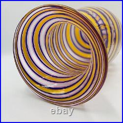 Signed Fritz Lauenstein 2012 Art Glass Vase Spiral Orange Blue/purple Pink 10