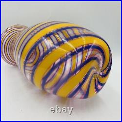 Signed Fritz Lauenstein 2012 Art Glass Vase Spiral Orange Blue/purple Pink 10