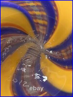 Signed Fritz Lauenstein 2012 Art Glass Vase Spiral Orange Blue/purple Pink 10