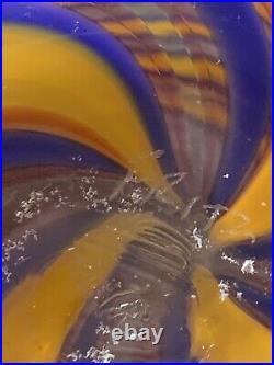 Signed Fritz Lauenstein 2012 Art Glass Vase Spiral Orange Blue/purple Pink 10