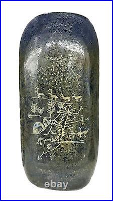 Signed GORAN WARFF KOSTA BODA Vase Petroglyph Sarek Lappland Art Glass