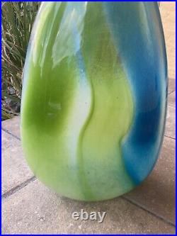Signed Hand Blown Art Glass Vase LARGE 15.25
