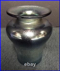 Signed Imperial Art Glass Jewel Iridescent 5 7/8 Vase