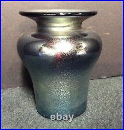 Signed Imperial Art Glass Jewel Iridescent 5 7/8 Vase
