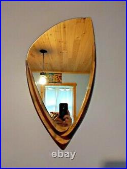 Signed JAN JACQUE Clay & Sculpted Hardwood 27 Vintage Design Mirror