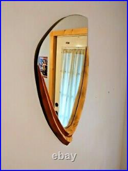 Signed JAN JACQUE Clay & Sculpted Hardwood 27 Vintage Design Mirror