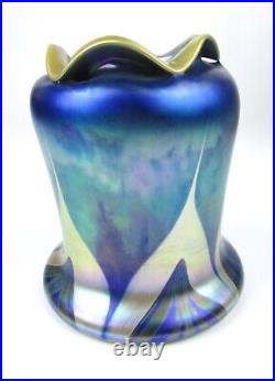Signed John Cook Phoenix Studio Iridescent Art Glass Vase 1979