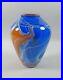 Signed-John-Lewis-Cased-Art-Glass-Vase-6152-2007-8-Tall-Orange-Royal-Blue-01-qiyy